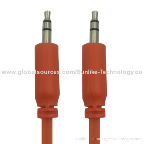 Audio Cable, Molding, Nickel-plated, Half-shiny, Half Matte, Flat line, 3.5SP Male-Male